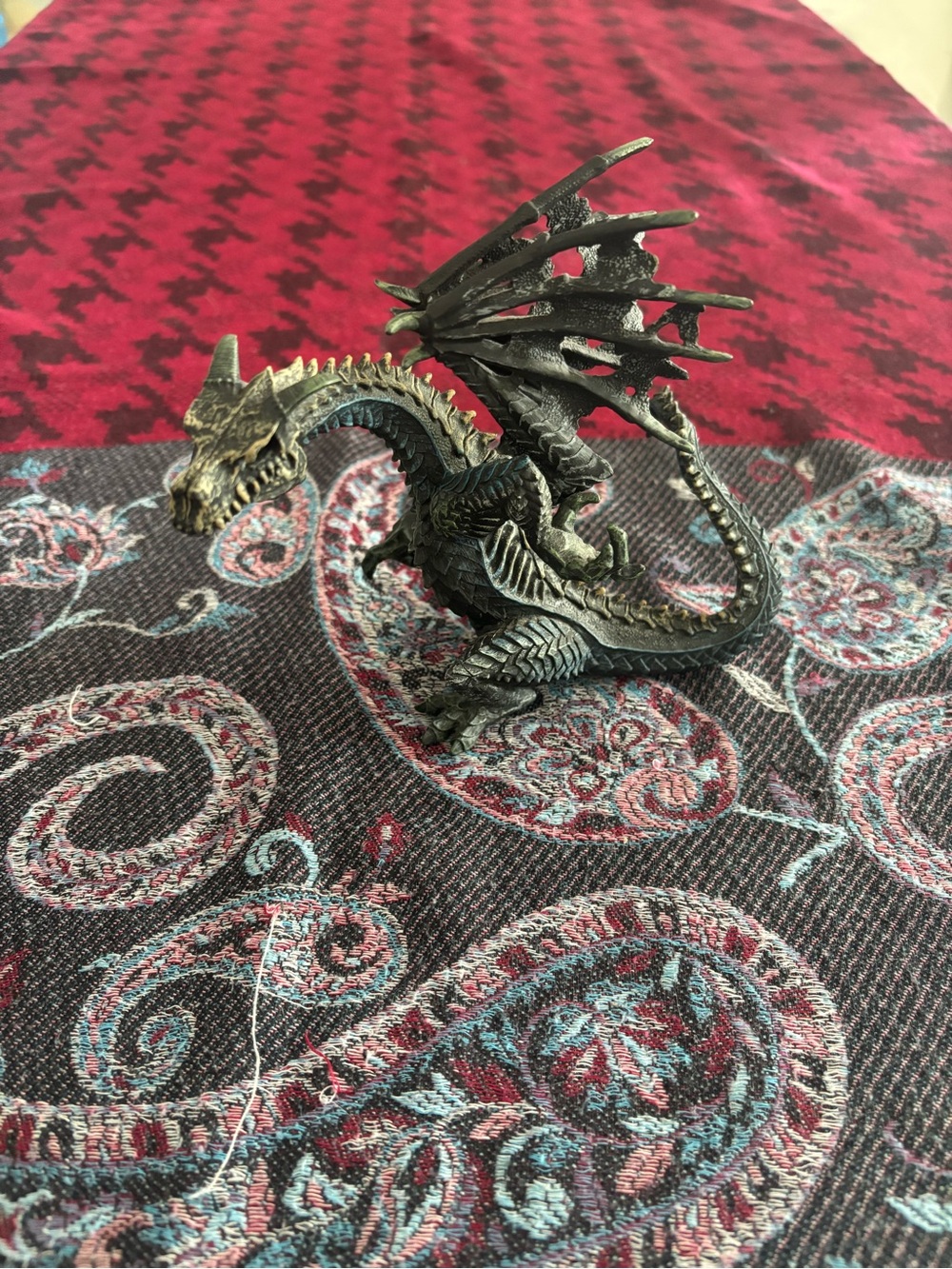 Skeleton Dragon Figurine Toy Black Gray